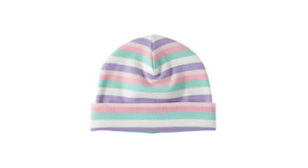 Striped Knit Beanie in Pastel Colors | Soft Knitted Winter Hat for Fashion and Cold Weather Apparel Mockup