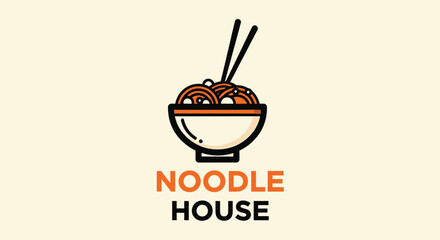 Noodle House logo featuring a bowl of noodles with chopsticks.