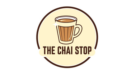 Logo for The Chai Stop, featuring a glass of chai tea.