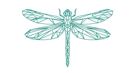 Geometric Dragonfly: Teal Polygon Insect Illustration.