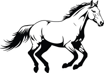 Majestic Horse Galloping Across a White Background Elegant Equine Power and Graceful Movement	