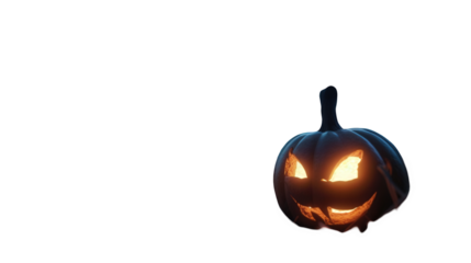 Scary jackolantern with glowing eyes isolated on transparent background
