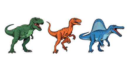 Three Dinosaurs in Vivid Colors. © anidaahza