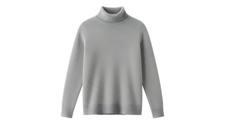 Gray Turtleneck Sweater on White Background | Studio Shot of Casual Winter Apparel for Fashion Marketing