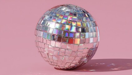 Shiny disco ball on a pink background
