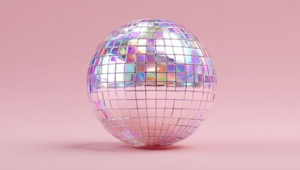 Holographic disco ball on pink