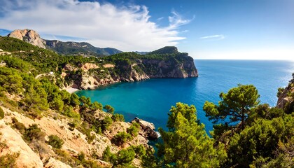 Panoramic coastal view of a Mediterranean bay