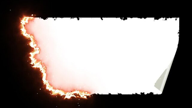 burning paper edge fire embers and smoke embers with alpha channel