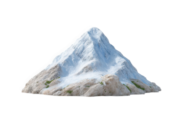 Snowy mountain peak isolated on transparent background