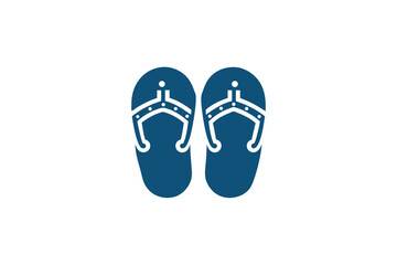 Isolated Beach Flip Flops on White Background Simple Blue Summer Sandal