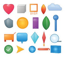Colorful Geometric Shape Icon Set Vector Illustration