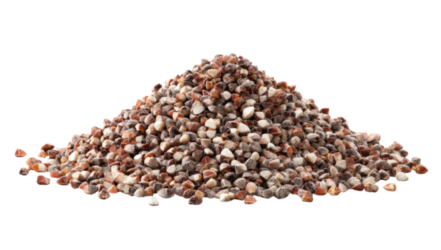 Pile of small, multicolored granular material