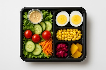 Minimalist Studio Shot of Japanese Bento Salad Box