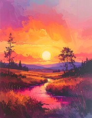 Vibrant sunset landscape
