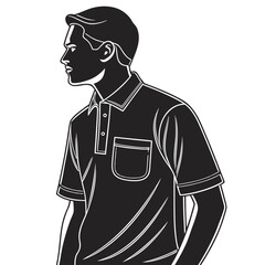 Stylized silhouette of a man wearing a polo shirt