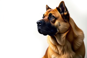 Obraz premium Imposing mastiff, serene expression, pure white backdrop, canine, background