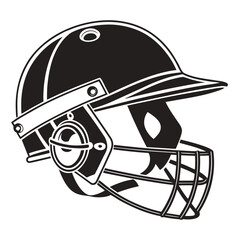 Fototapeta premium Black and white illustration of a protective sports helmet