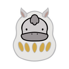 白　馬　だるま　イラスト
