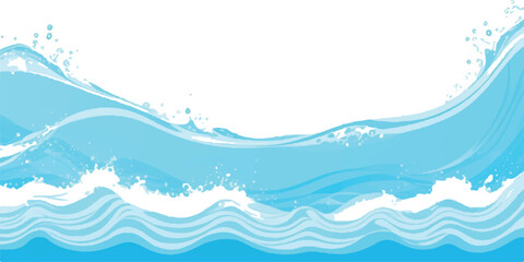 Abstract sea background with blue water waves and sky in minimalist style