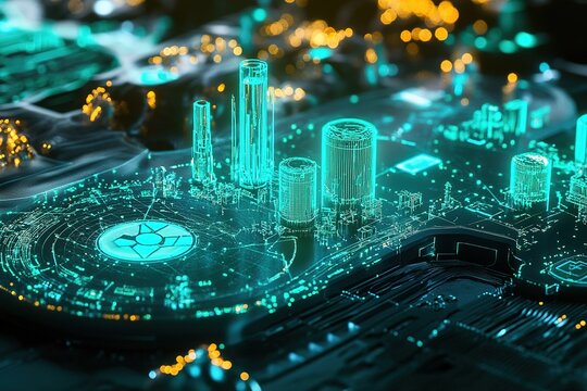 A sustainable supply chain visualization, showcasing ethical sourcing, fair trade, and eco-friendly manufacturing in a digital futuristic infographic - Powered by Adobe