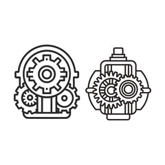 Vector Illustration of Interlocking Gear Mechanisms Technical Diagram of Transmission and Mechanical Engineering Concepts