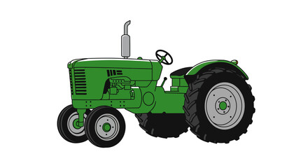 Obraz premium Green tractor with large rear tires on a white background.
