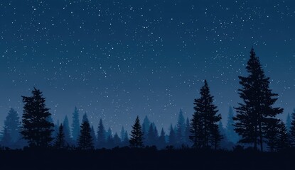 Silhouetted forest at night under a starry sky (2)