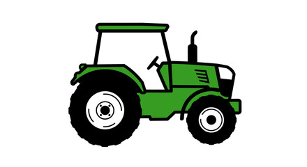 Obraz premium Green tractor with black wheels on a white background.