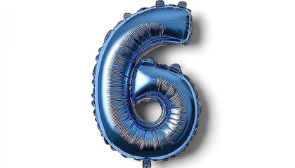 Blue Number Six Balloon