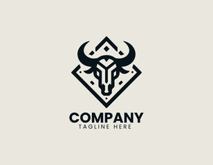Obraz premium Cow Skull Horn Pattern Logo