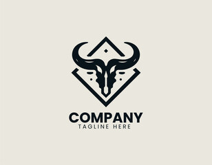Cow Skull Horn Pattern Logo