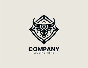 Obraz premium Cow Skull Horn Pattern Logo