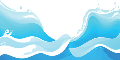 Serene minimalistic illustration of ocean wave with pastel color sky calm scene