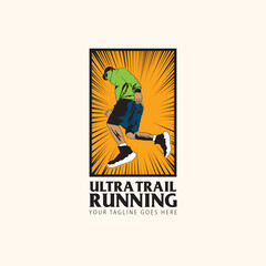 Trail running logo vector illustration on white background