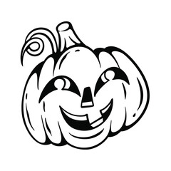 Cartoon-Style Halloween Jack O’ Lantern Lineart Illustration