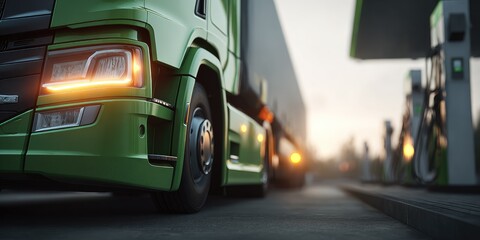 Electric truck charging at charging station