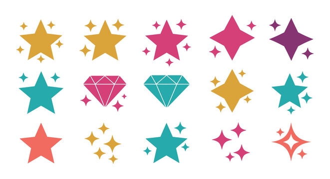 colorful stars and diamonds arranged in playful pattern