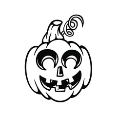 Hand-Drawn Spooky Pumpkin Lineart for Halloween Illustration
