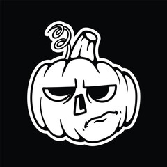 Cartoon-Style Halloween Jack O&rsquo; Lantern Doodle Illustration