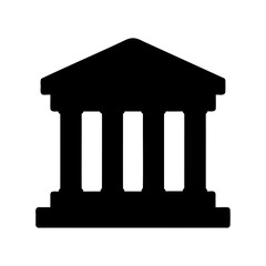 Black silhouette of a classical building representing bank, court, or university