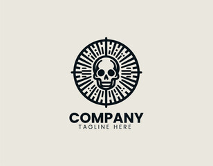 Obraz premium Skull Sunrise Mountain Logo