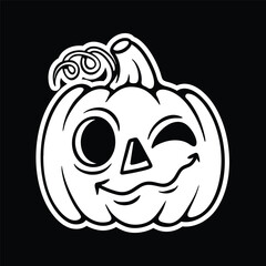 Creative Halloween Pumpkin Cartoon Sketch in Lineart Style