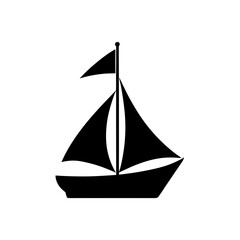 Silhouette of a sailboat on transparent background