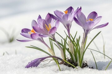Purple flowers of crocus isolated on white background