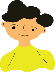 Cartoon Boy Character Illustration in Yellow Shirt – Vector Avatar Design Logo