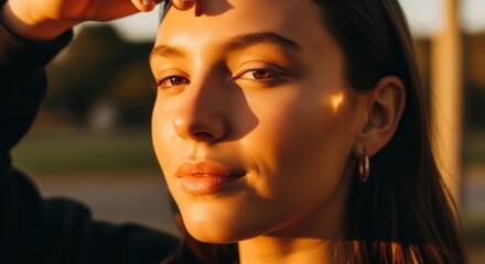 Golden Hour Portrait of a Woman with Subtle Sunlight Highlights