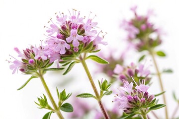 Thyme flowers lat thymus isolated on white background