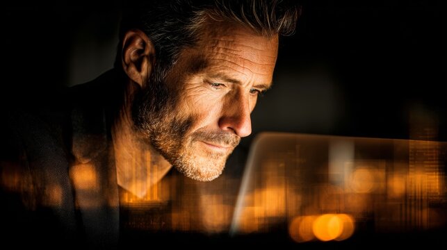 Digital workplace: remote productivity from the comfort of home. Data visualization. Focused and professional: remote work success in a cozy home environment. Stock trends. Economic indicators.