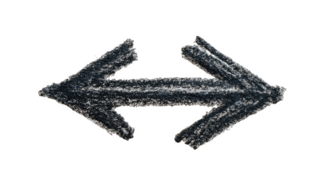 Two opposing arrows, dark gray, textured