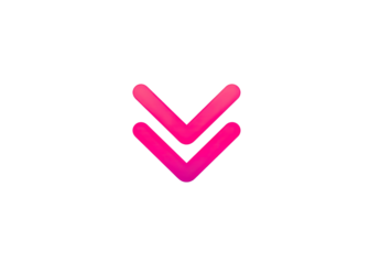 Two overlapping, vibrant, pink downward-pointing arrows on black background